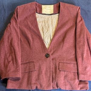 Cartonnier by Anthropologie Burgundy Blazer with Button Detail